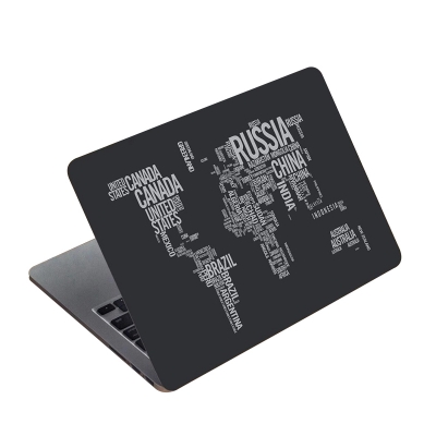 Picture of World Map Black and White Premium Laptop Sticker AR-5339 - Multicolor