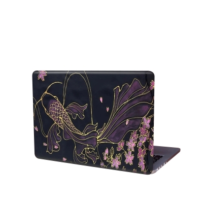 Picture of purple Flower Vector Removeable Laptop Sticker for Back Side Laptop skin for any kind of Laptop - Multicolor
