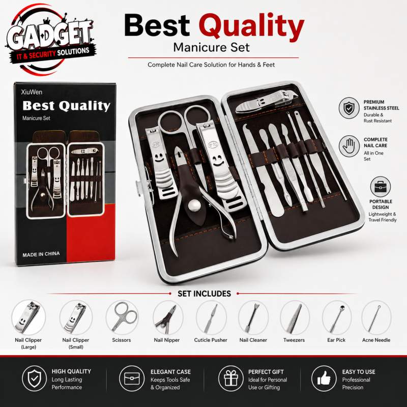 Picture of 12PCS Manicure Pedicure Set | Professional Stainless Steel Nail Clipper Kit Silver