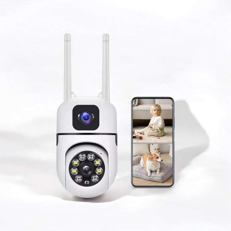 Picture of V380 Dual Lens PTZ WiFi Camera with Night Vision,Motion Detection, Two Way Talk White