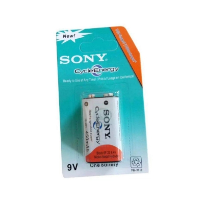 Picture of Sony Cycle Energy 9V Rechargeable Battery 450mAh | Long Life Ni-MH Rechargeable Battery Multicolor