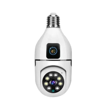 Picture of Q21 Dual Lens Bulb IP Camera | 6MP WiFi CCTV Camera | V380 Pro | Dual Lens 360° PTZ | AI Human Tracking | Two-Way Audio | Color Night Vision | E27 Bulb Camera White