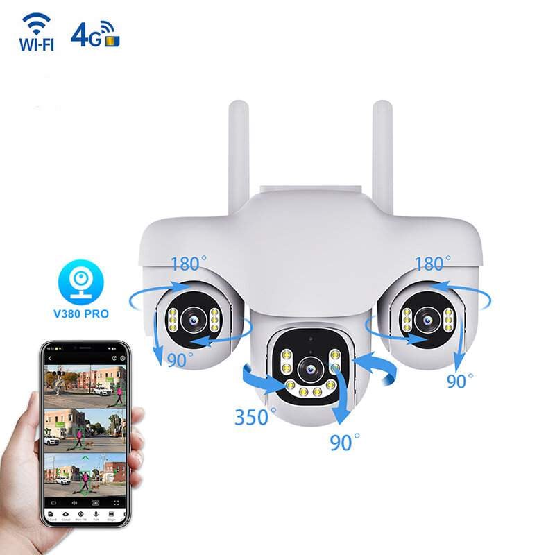 Picture of V380 Pro SC31 6MP 3 Lens Outdoor PTZ WiFi & 4G IP Camera | AI Human Tracking | Triple Lens | Full Color Night Vision | Two-Way Audio | Waterproof CCTV Camera 