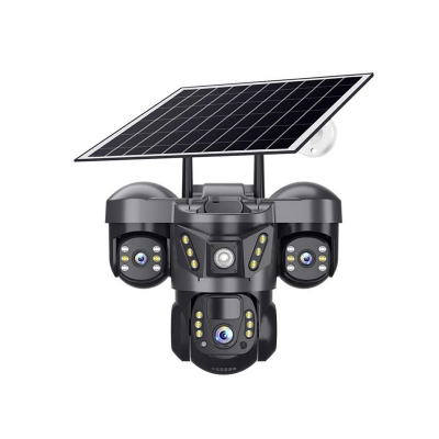 Picture of V380 Pro Three Lens Solar Powered 4G LTE Battery Backup Security IP Camera Black