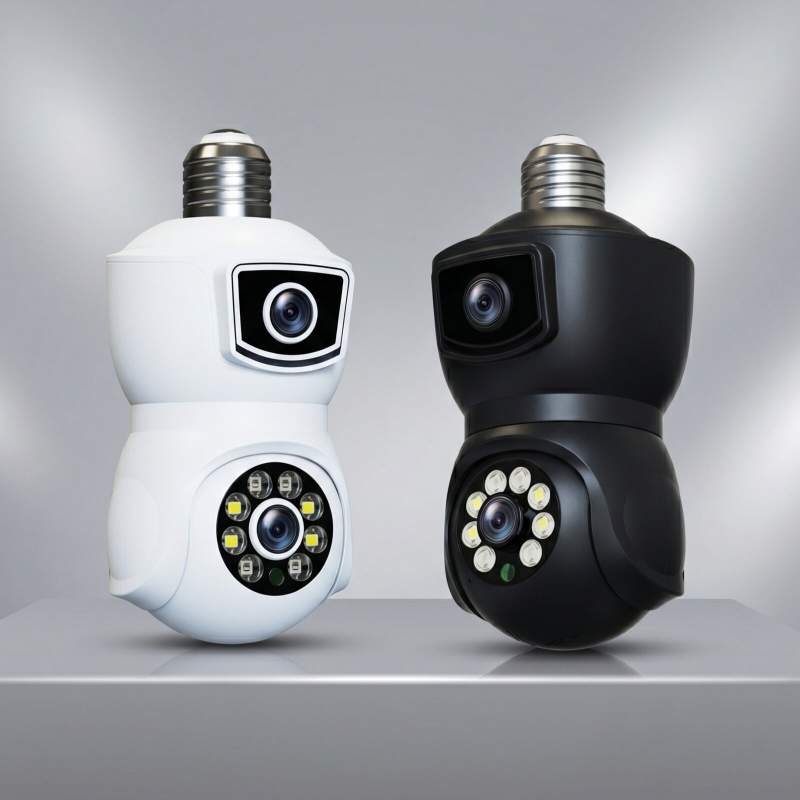Picture of Q26 Dual Lens Outdoor (BLACK) Bulb WiFi IP Camera | Dual 3MP (6MP) | 360° PTZ | Two-Way Audio | Night Vision | Motion Detection | Waterproof Security Camera Black