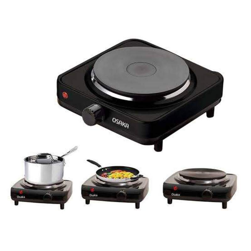 Picture of Osaka 1000W Portable Electric Hot Plate Stove | Adjustable Temperature Control | Cast Iron Heating Plate | Tea Coffee Noodles Cooking | 220V Black