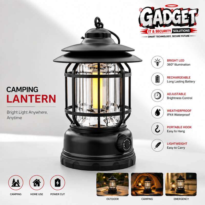 Picture of Retro Portable Camping Lantern | USB Rechargeable Vintage LED Camping Light | Stepless Dimmable | Waterproof Outdoor Tent Lamp | Emergency Light Multicolor