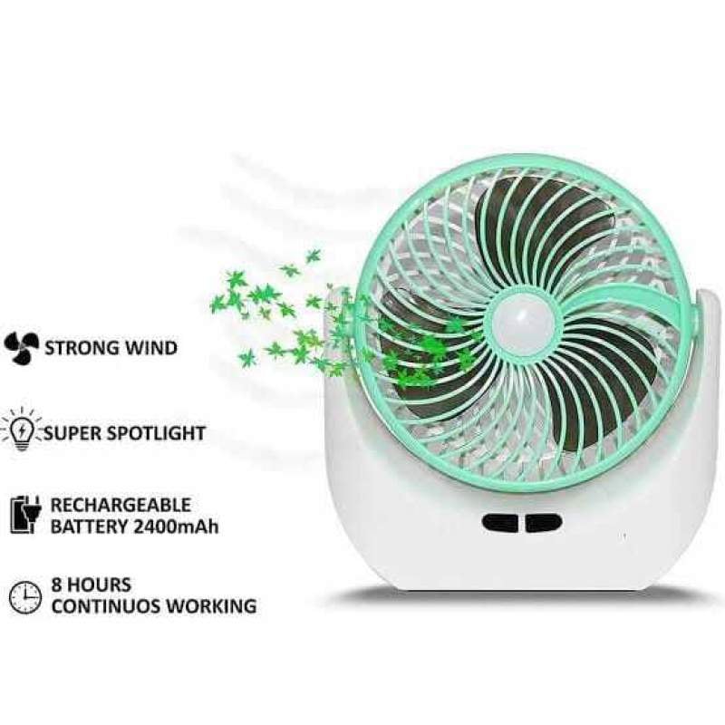 Picture of JY Super JY-1880 lithium rechargeable mini table fan with LED light Multicolor
