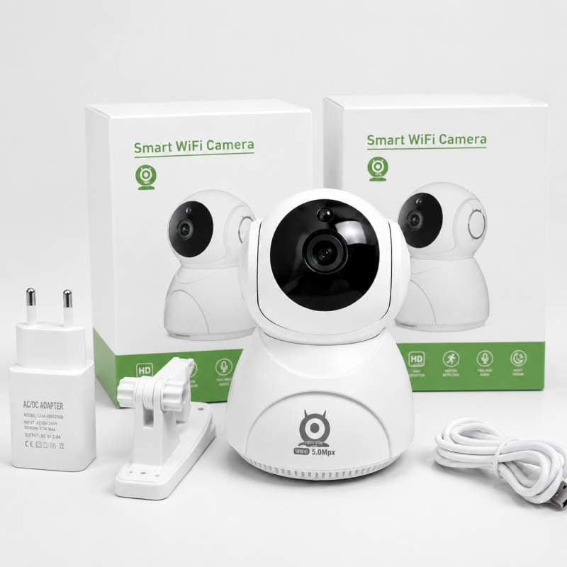 Picture of Q8X 5MP WiFi IP Camera 2K | 360° PTZ | Two-Way Audio | Night Vision | Motion Detection | V380 App White