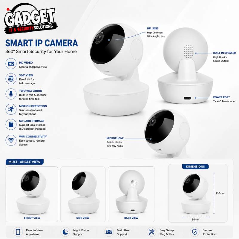 Picture of Q34 New Doll 3MP WiFi IP Camera | V380 App | 360° PTZ | AI Human Tracking | Two-Way Audio | Color Night Vision | Smart Indoor Security Camera White