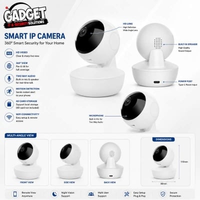 Picture of Q34 New Doll 3MP WiFi IP Camera | V380 App | 360° PTZ | AI Human Tracking | Two-Way Audio | Color Night Vision | Smart Indoor Security Camera White