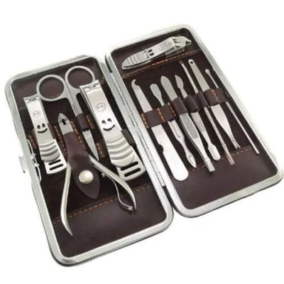 Picture of 12PCS Manicure Pedicure Set | Professional Stainless Steel Nail Clipper Kit Silver