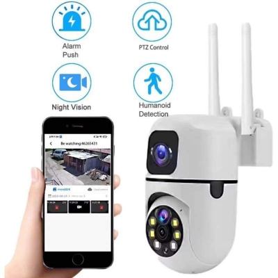 Picture of V380 Dual Lens PTZ WiFi Camera with Night Vision,Motion Detection, Two Way Talk White