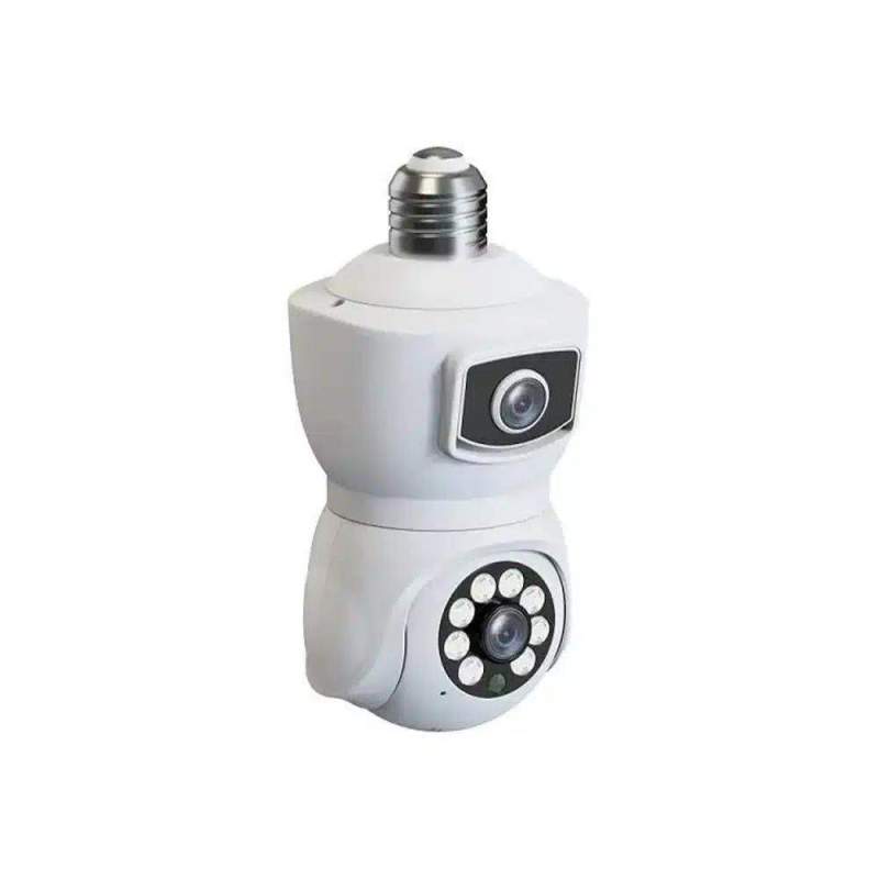 Picture of V380 E9 Dual Lens Bulb PTZ WiFi IP Camera | Dual Screen | 360° Pan Tilt | AI Human Detection | Two-Way Audio | Color Night Vision | E27 Bulb Security Camera White
