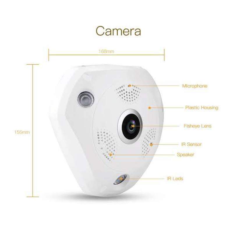 Picture of Q8 VR Cam 3MP Outdoor WiFi IP Camera | 360° Panoramic | Two-Way Audio | Color Night Vision | Motion Detection | Waterproof CCTV White