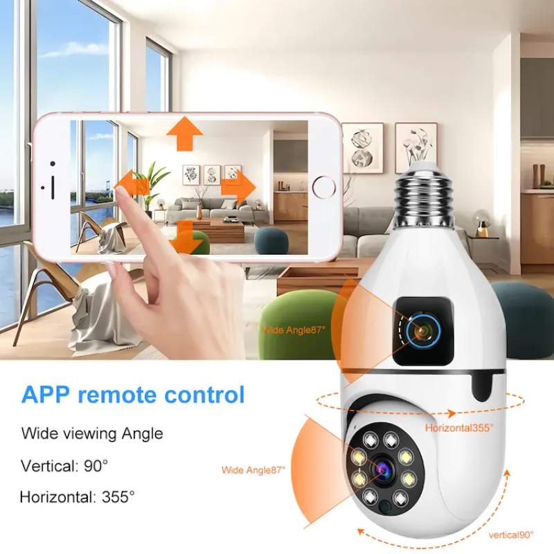 Picture of Q21 Dual Lens Bulb IP Camera | 6MP WiFi CCTV Camera | V380 Pro | Dual Lens 360° PTZ | AI Human Tracking | Two-Way Audio | Color Night Vision | E27 Bulb Camera White