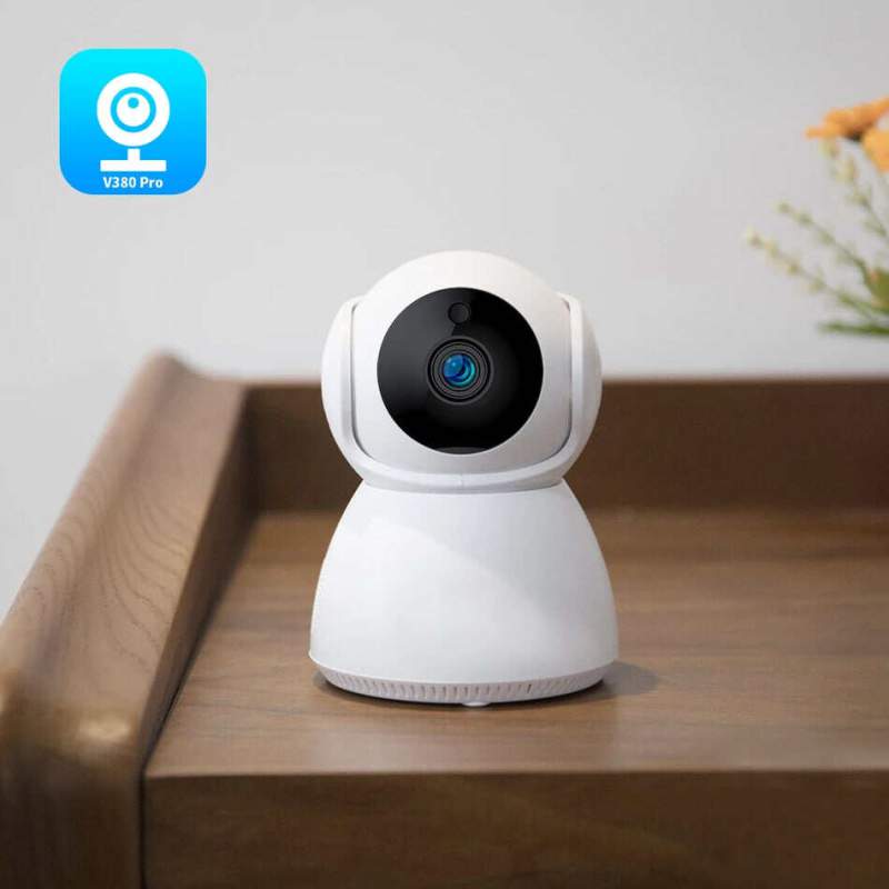 Picture of V380 Q7 Pro 3MP WiFi PTZ IP Camera | 360° Indoor CCTV | LAN Port | Two-Way Audio | Night Vision | SD Card Support White