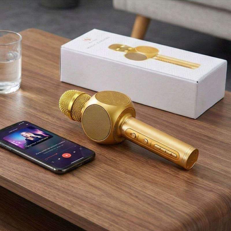 Picture of SU.YOSD YS-69 Bluetooth Karaoke Microphone | Wireless Speaker Mic | Portable Karaoke Machine with RGB Lights, SD Card & AUX Support Multicolor