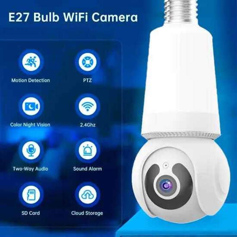 Picture of V380 Pro 3MP WiFi Bulb IP Camera | 360° Pan Tilt | Full Color Night Vision | Motion Detection | Two-Way Audio | Siren Alarm | E27 Bulb Security Camera White