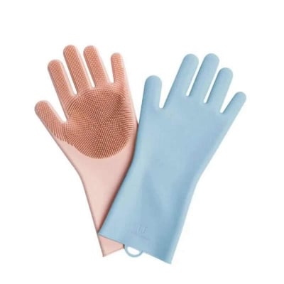 Picture of 1 Pair Magic Silicone Dish Washing Gloves Scrubber Cleaning Brush Heat Resistant A Grade Multicolor