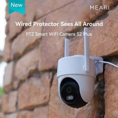 Picture of Meari S2 Plus 4MP Outdoor Smart PTZ WiFi IP Camera | AI Human Detection | Auto Tracking | Color Night Vision | Two-Way Audio | IP66 | Dual Band WiFi | 10 Years Free Cloud Storage White