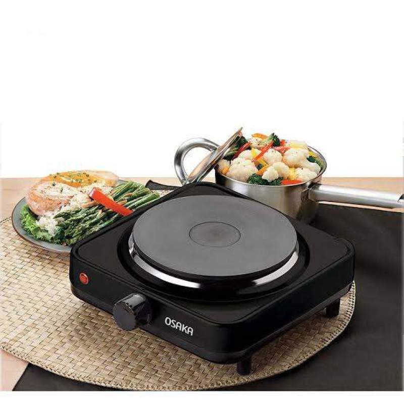 Picture of Osaka 1000W Portable Electric Hot Plate Stove | Adjustable Temperature Control | Cast Iron Heating Plate | Tea Coffee Noodles Cooking | 220V Black