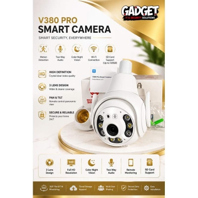 Picture of Q49 Outdoor PTZ Bulb WiFi IP Camera | 3MP Full HD | Dual Antenna | 360° Pan Tilt | Two-Way Audio | Color Night Vision | Waterproof CCTV Camera White