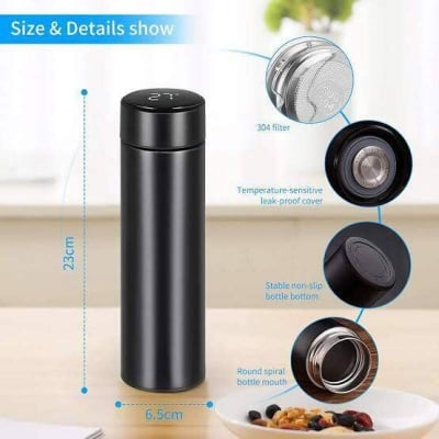 Picture of 500ML Smart LED Temperature Display Vacuum Flask | 304 Stainless Steel Thermos Bottle | Hot & Cold Insulated Water Bottle | Coffee Travel Mug Black