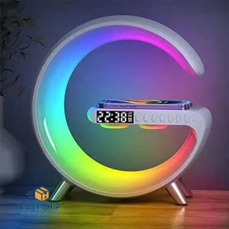 Picture of G63 Bluetooth Speaker Lamp | 3-in-1 Wireless Charger | RGB Night Light | Alarm Clock | APP Control | Bedside Smart Speaker 