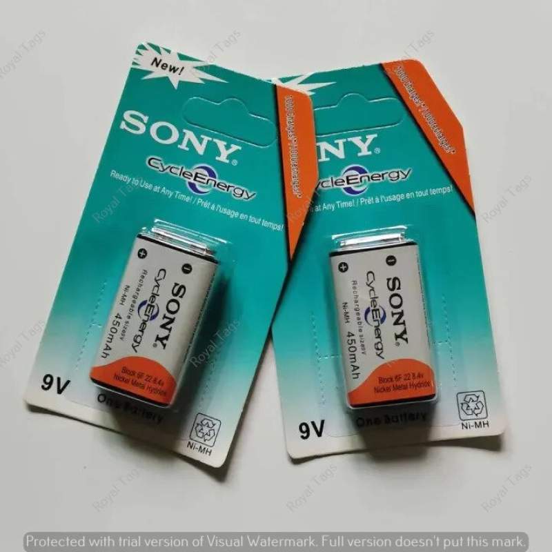 Picture of Sony Cycle Energy 9V Rechargeable Battery 450mAh | Long Life Ni-MH Rechargeable Battery Multicolor