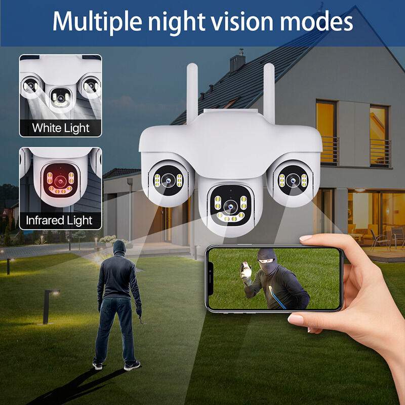 Picture of V380 Pro SC31 6MP 3 Lens Outdoor PTZ WiFi & 4G IP Camera | AI Human Tracking | Triple Lens | Full Color Night Vision | Two-Way Audio | Waterproof CCTV Camera 