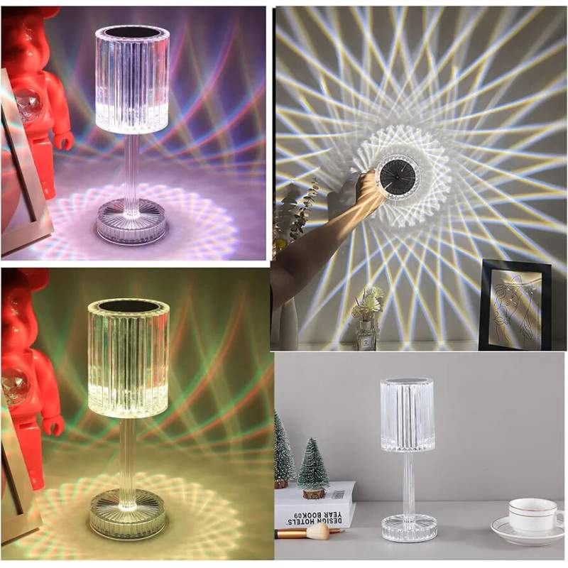 Picture of 16 Color Crystal Diamond Table Lamp | USB Rechargeable LED Touch & Remote Control Night Light | RGB Atmosphere Bedside Lamp for Bedroom, Living Room & Dining Table Multicolor