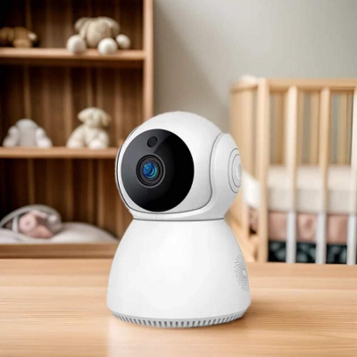 Picture of V380 Q7 Pro 3MP WiFi PTZ IP Camera | 360° Indoor CCTV | LAN Port | Two-Way Audio | Night Vision | SD Card Support White