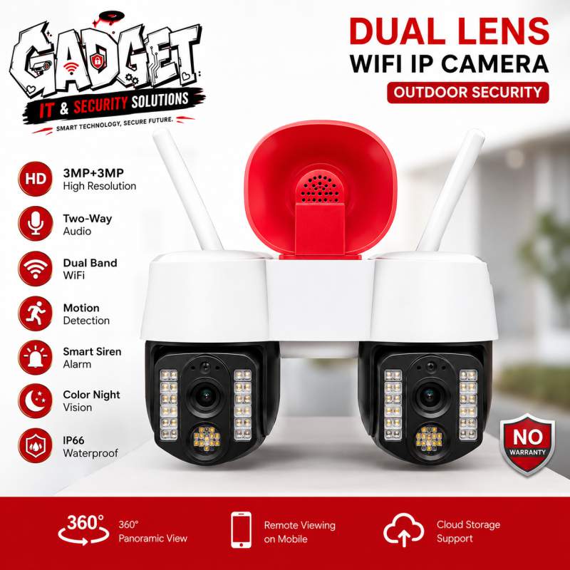 Picture of Dual Lens Speaker WiFi IP Camera 3MP+3MP Outdoor PTZ Security Camera | Human Detection | Two-Way Audio | Color Night Vision white & black