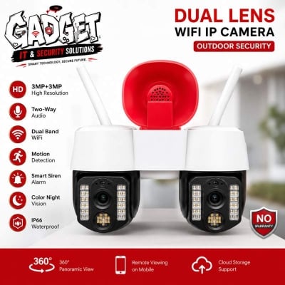 Picture of Dual Lens Speaker WiFi IP Camera 3MP+3MP Outdoor PTZ Security Camera | Human Detection | Two-Way Audio | Color Night Vision white & black