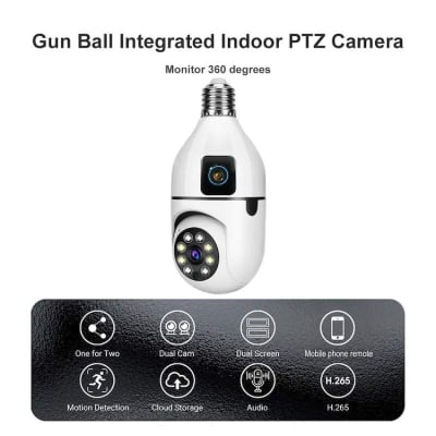 Picture of Q21 Dual Lens Bulb IP Camera | 6MP WiFi CCTV Camera | V380 Pro | Dual Lens 360° PTZ | AI Human Tracking | Two-Way Audio | Color Night Vision | E27 Bulb Camera White