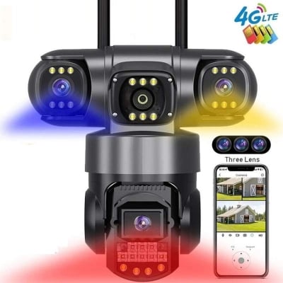 Picture of V380 SC28 3 Lens Outdoor PTZ IP Camera | WiFi & 4G SIM Supported | 9MP Triple Lens | AI Human Tracking | Two-Way Audio | Color Night Vision | 128GB Support 
