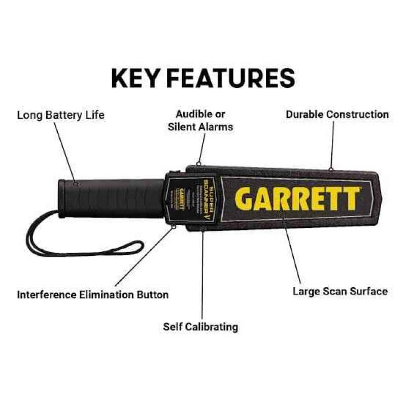 Picture of Super Scanner Hand Held Metal Detector | High Sensitivity Security Metal Detector Wand | Sound & LED Alarm | Portable Metal Scanner White