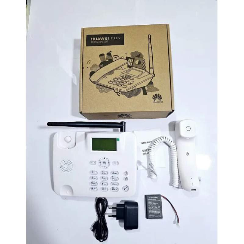 Picture of Huawei F316 GSM Desk Phone | Single SIM Wireless Land Phone | 2000mAh Battery | LCD Display | Caller ID | SMS Support | Call Forwarding | Home & Office Phone White