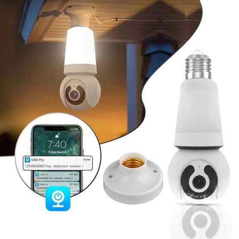 Picture of V380 Pro 3MP WiFi Bulb IP Camera | 360° Pan Tilt | Full Color Night Vision | Motion Detection | Two-Way Audio | Siren Alarm | E27 Bulb Security Camera White