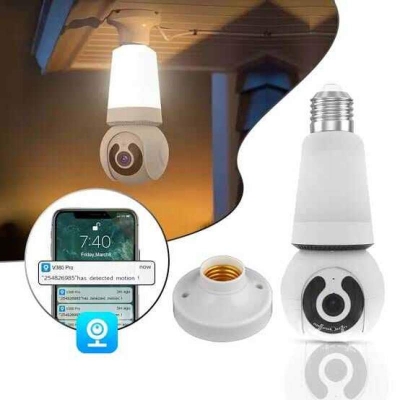 Picture of V380 Pro 3MP WiFi Bulb IP Camera | 360° Pan Tilt | Full Color Night Vision | Motion Detection | Two-Way Audio | Siren Alarm | E27 Bulb Security Camera White