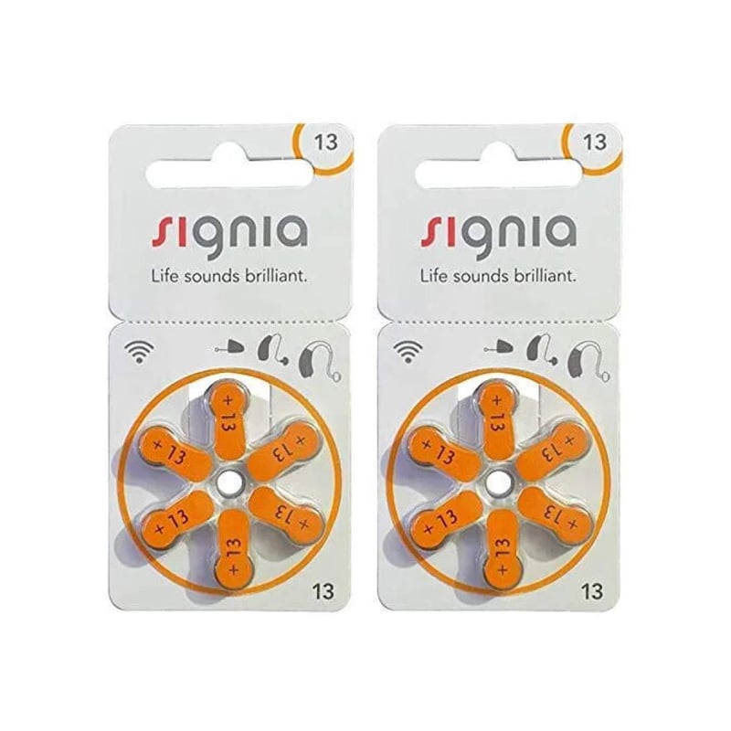 Picture of Signia Hearing Aid Battery Size 13 | 1.45V Zinc Air | Long Lasting | Mercury Free | 6 Batteries Pack | Orange