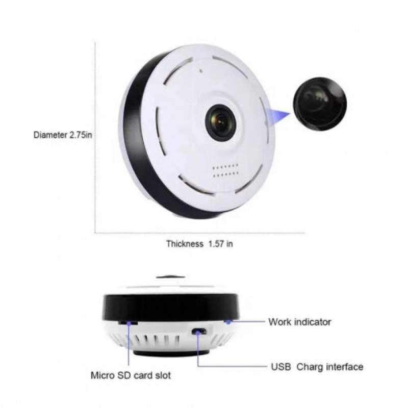Picture of 3MP Panoramic WiFi IP Camera 360° Fisheye CCTV | Two-Way Audio | Night Vision | Motion Alarm | V380 App | White