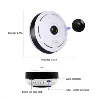 Picture of 3MP Panoramic WiFi IP Camera 360° Fisheye CCTV | Two-Way Audio | Night Vision | Motion Alarm | V380 App | White