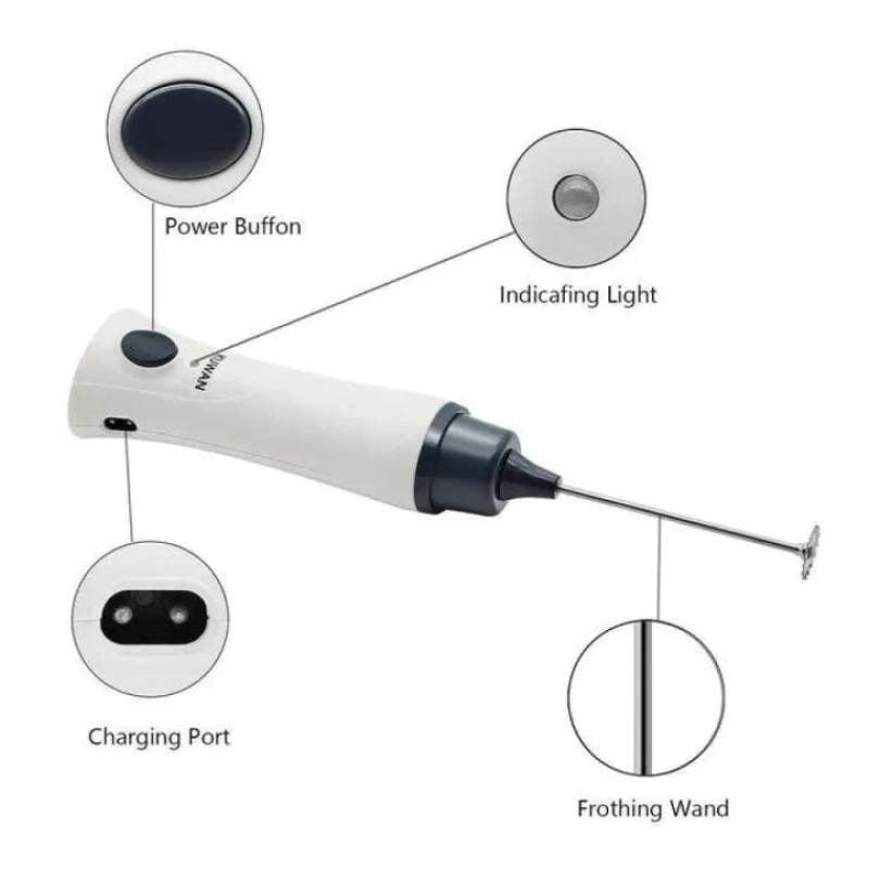 Picture of Hand Liquid Mixer And Coffee Maker Juice Maker Rechargeable-White - Coffee Mixer White