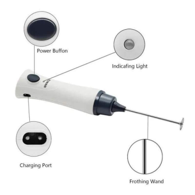 Picture of Hand Liquid Mixer And Coffee Maker Juice Maker Rechargeable-White - Coffee Mixer White