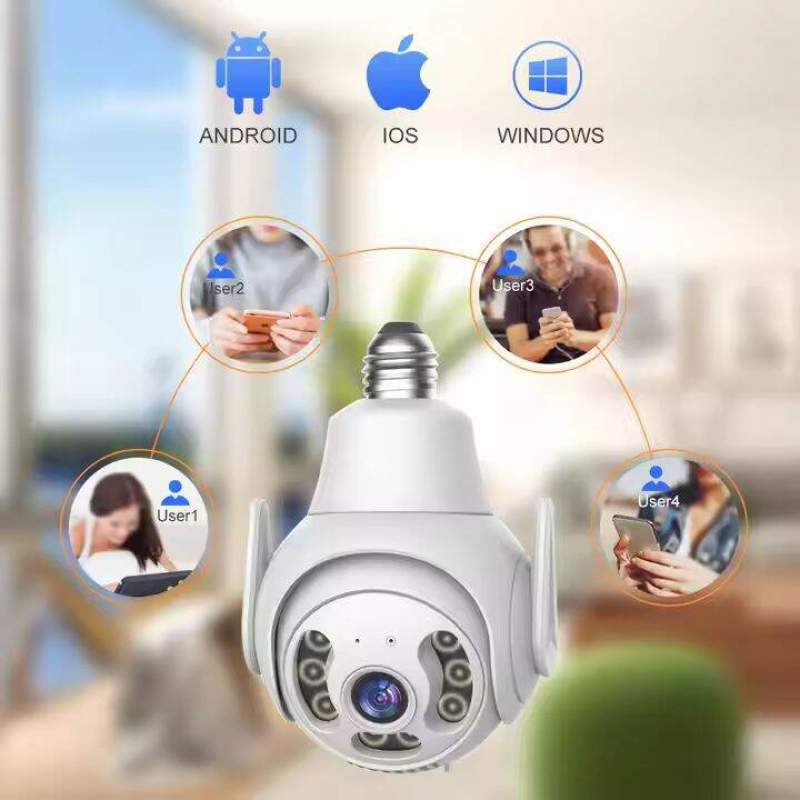 Picture of Q49 Outdoor PTZ Bulb WiFi IP Camera | 3MP Full HD | Dual Antenna | 360° Pan Tilt | Two-Way Audio | Color Night Vision | Waterproof CCTV Camera White