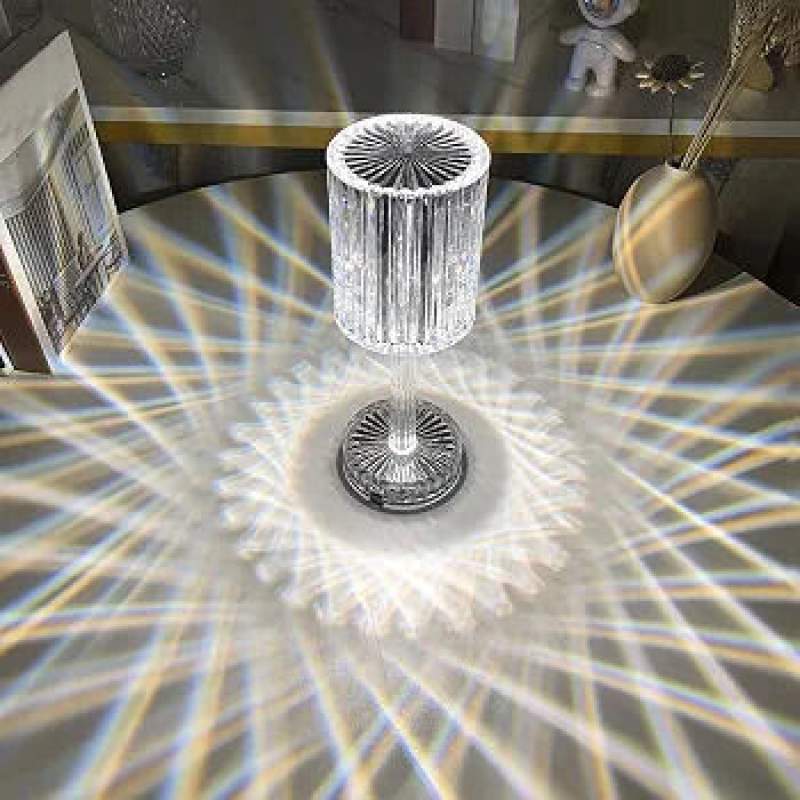 Picture of 16 Color Crystal Diamond Table Lamp | USB Rechargeable LED Touch & Remote Control Night Light | RGB Atmosphere Bedside Lamp for Bedroom, Living Room & Dining Table Multicolor