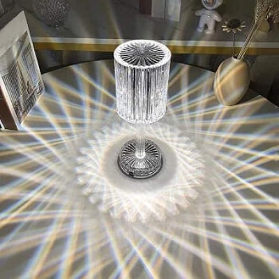 Picture of 16 Color Crystal Diamond Table Lamp | USB Rechargeable LED Touch & Remote Control Night Light | RGB Atmosphere Bedside Lamp for Bedroom, Living Room & Dining Table Multicolor