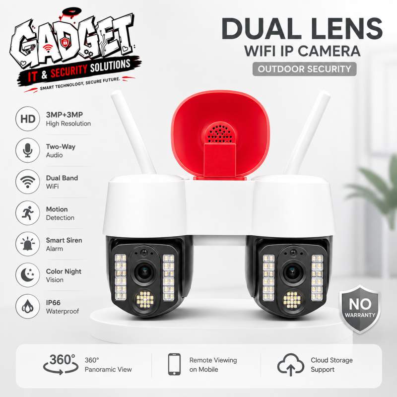Picture of Dual Lens Speaker WiFi IP Camera 3MP+3MP Outdoor PTZ Security Camera | Human Detection | Two-Way Audio | Color Night Vision white & black